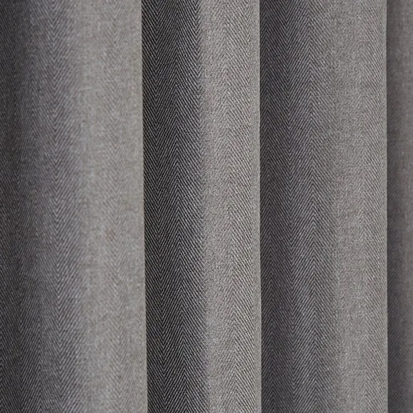 Rotterdam Herringbone Blackout Eyelet Curtains 3