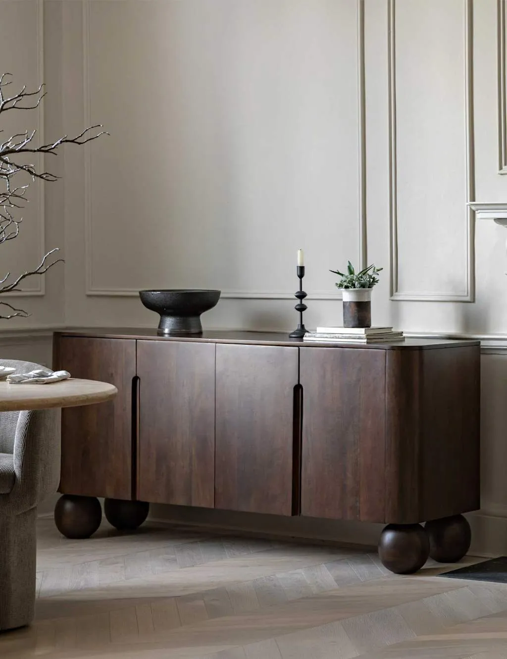 Gallery Direct Sculpt 4 Door Sideboard Dark Brown