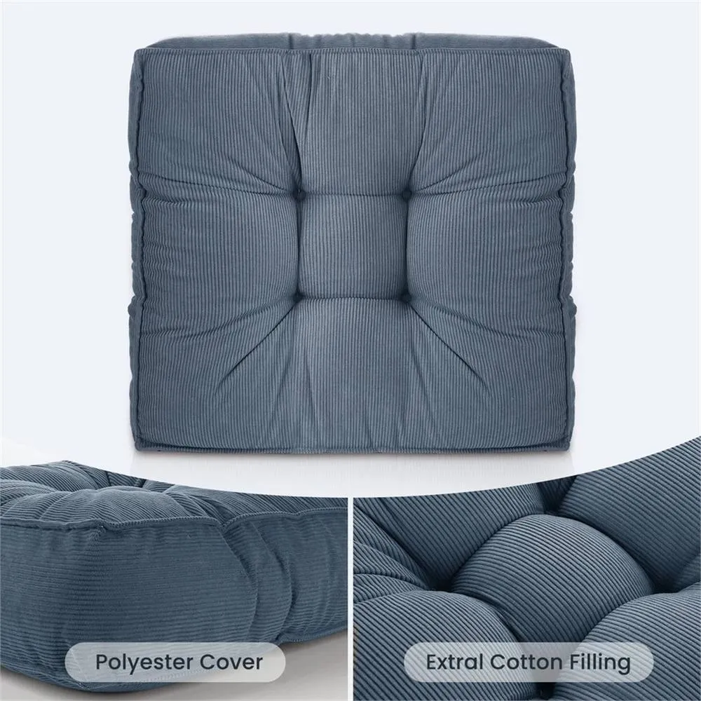 NESTLUNE Thick Cotton Seat Cushion For Garden Dining Blue