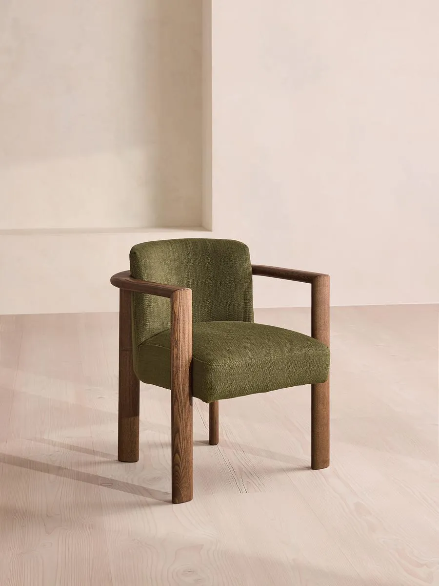 Aria Dining Chair, Wool Linen, Moss