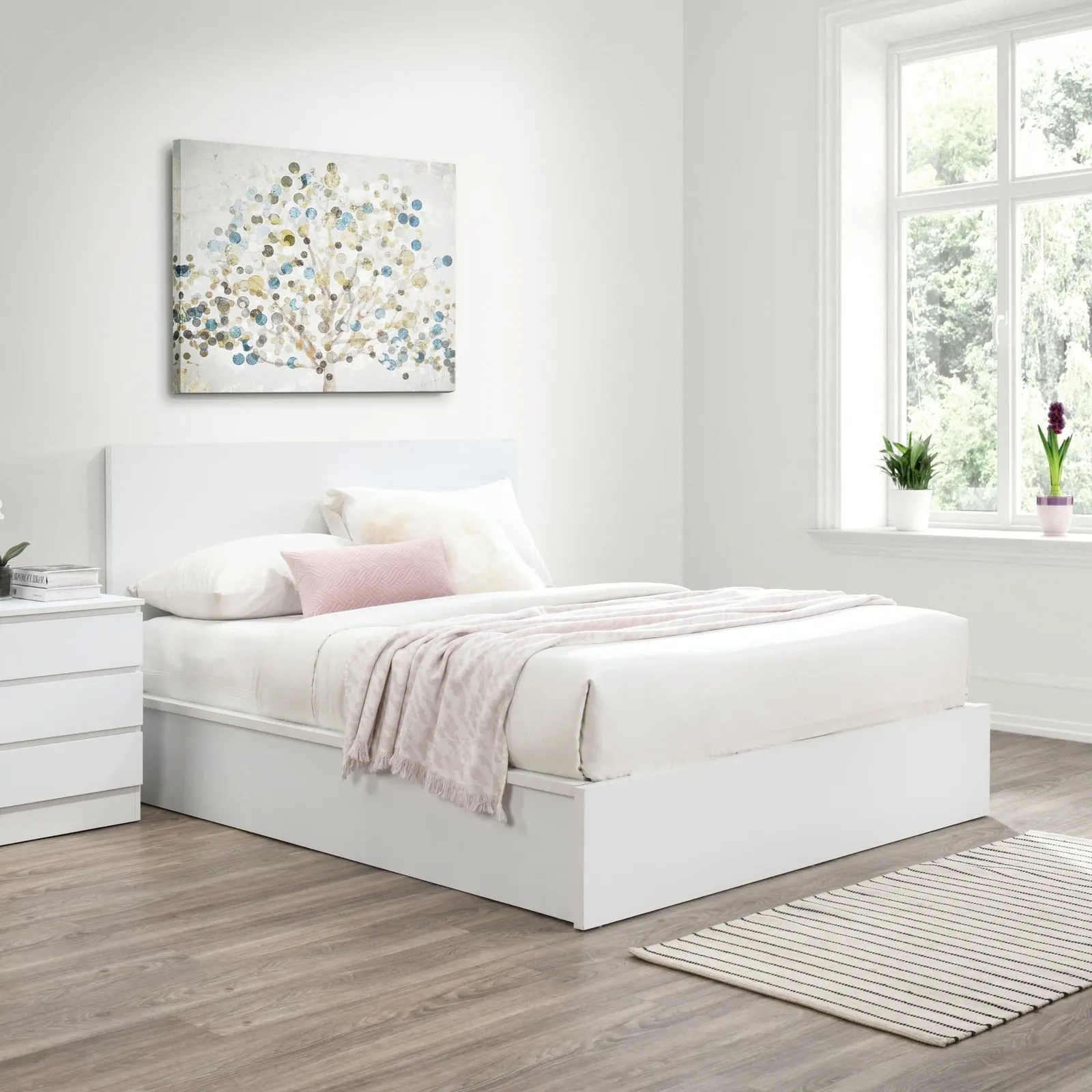 Oslo - Double - Ottoman Storage Bed - White - Wooden - 4ft6 - Happy Beds