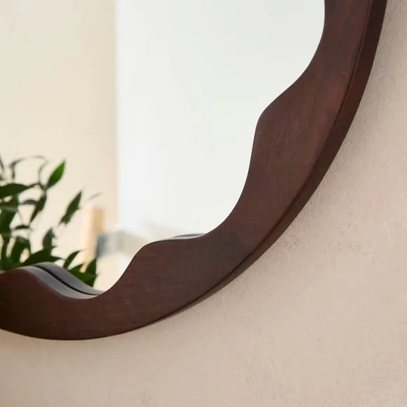 Penelope Round Fluted Wooden Wall Mirror 2