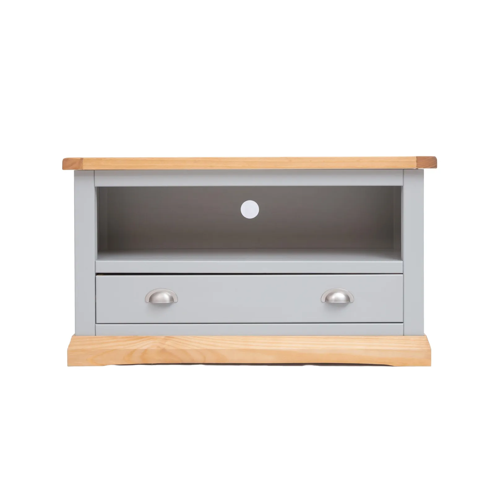 Cabinet Bits Bomporto Light Grey 1 Drawer TV Cabinet Chrome Cup Handle