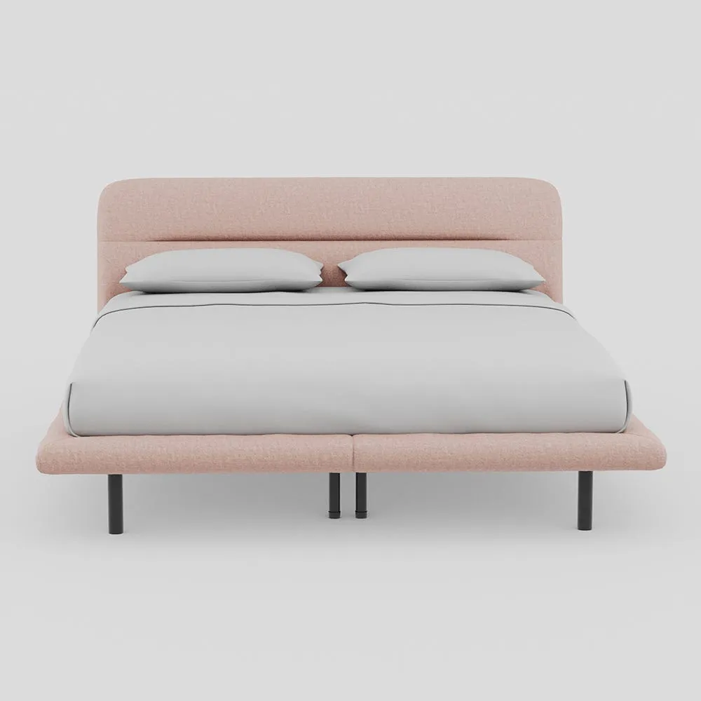 Heal's Gia Bed Super King Siena Cotton Dusky Pink Box Sprung, Black Feet 1