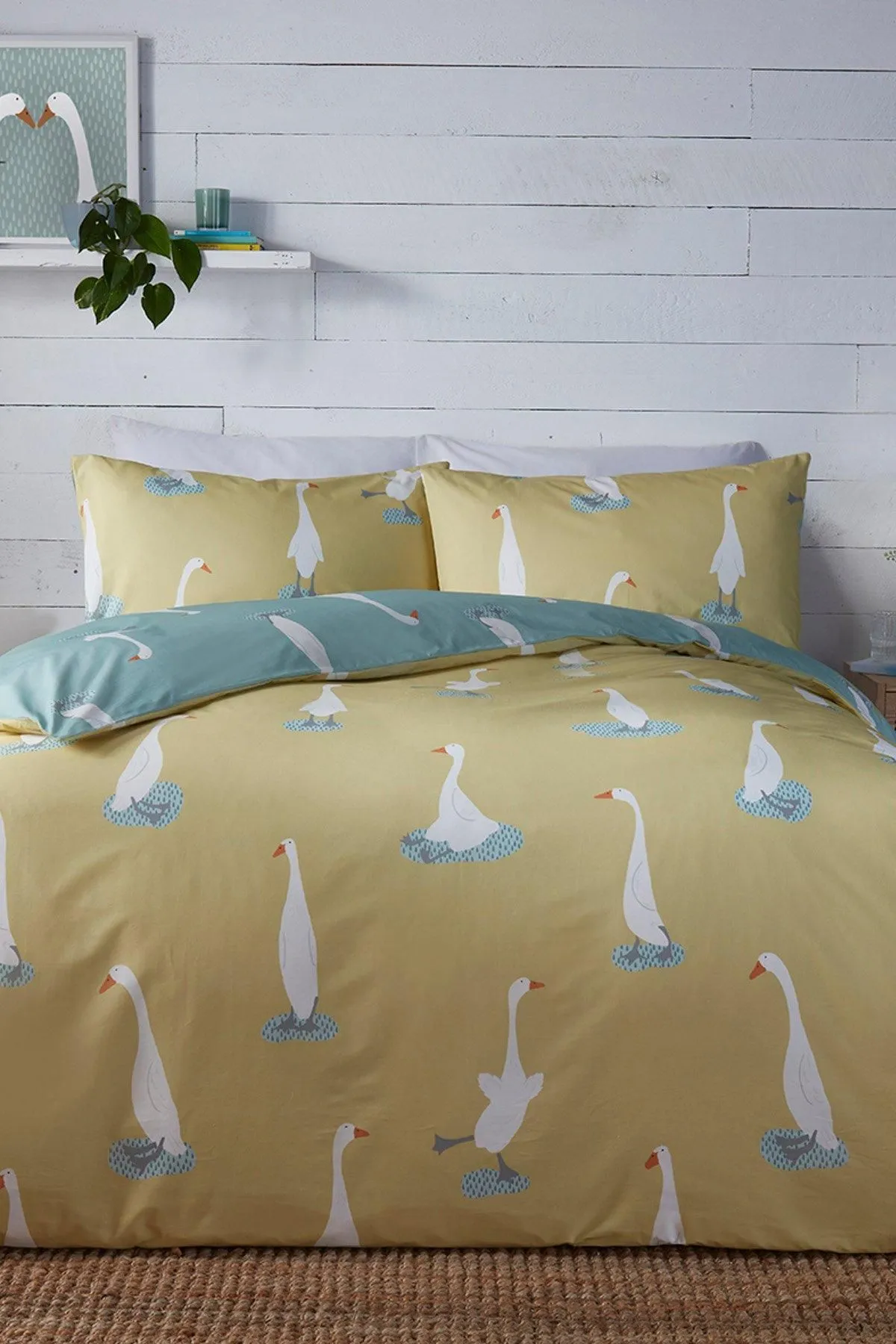 Fusion 'Puddles The Duck' Easy Care Reversible Duvet Cover Set in Yellow