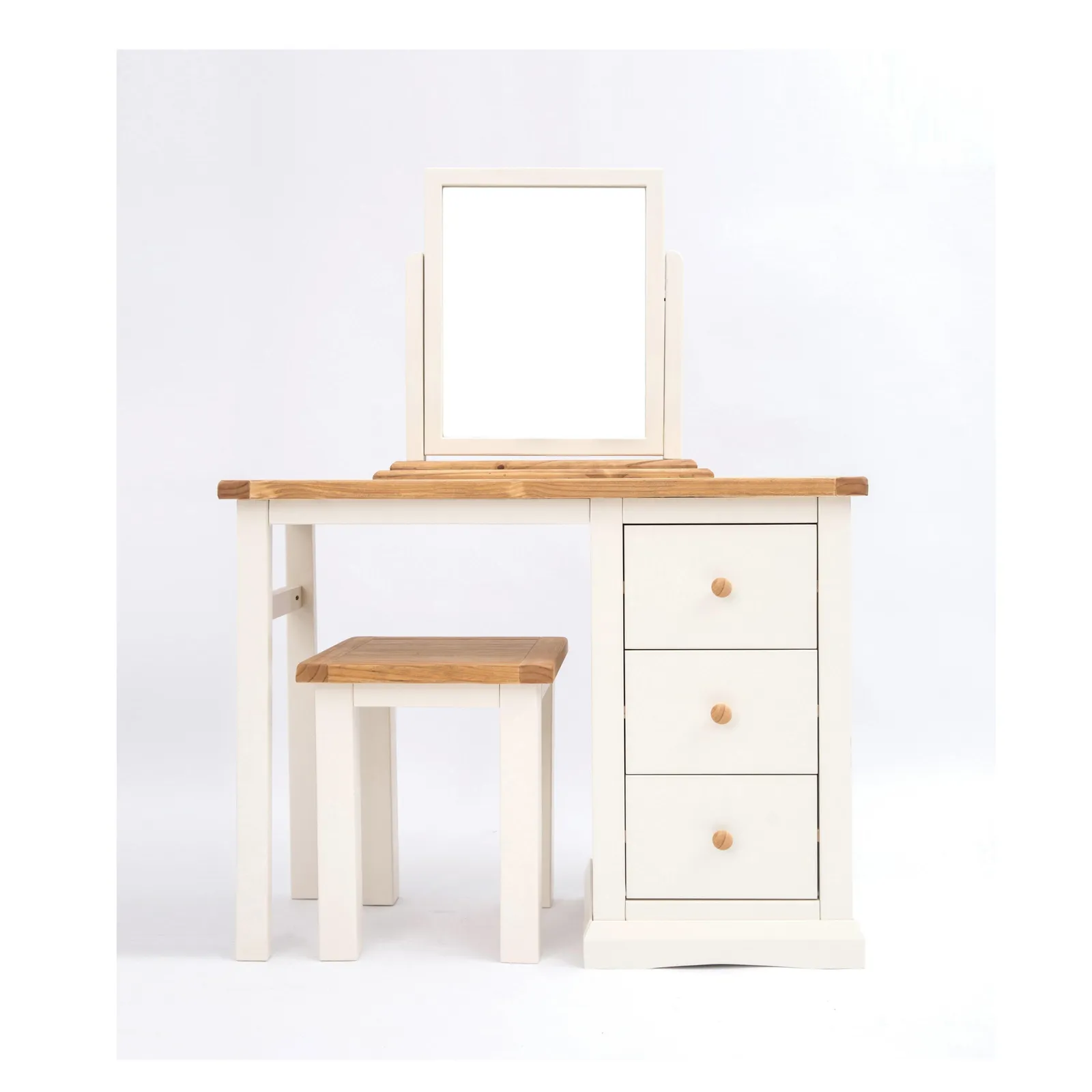 Cabinet Bits Castelli 3 Drawer Dressing Table Set Wood Knob in Off-White