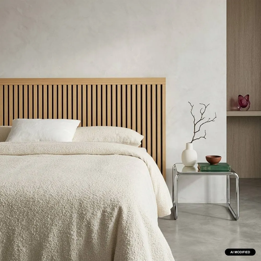 sweeek Decorative headboard with wood slats 140cm in Beige 1