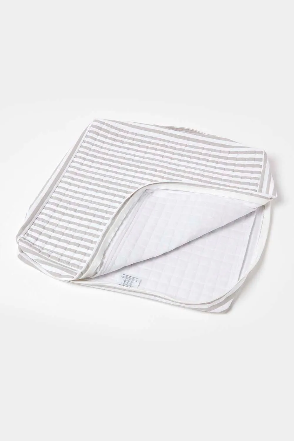 Homescapes Quilted Cotton Armchair Booster Cushion Cover in Grey 1