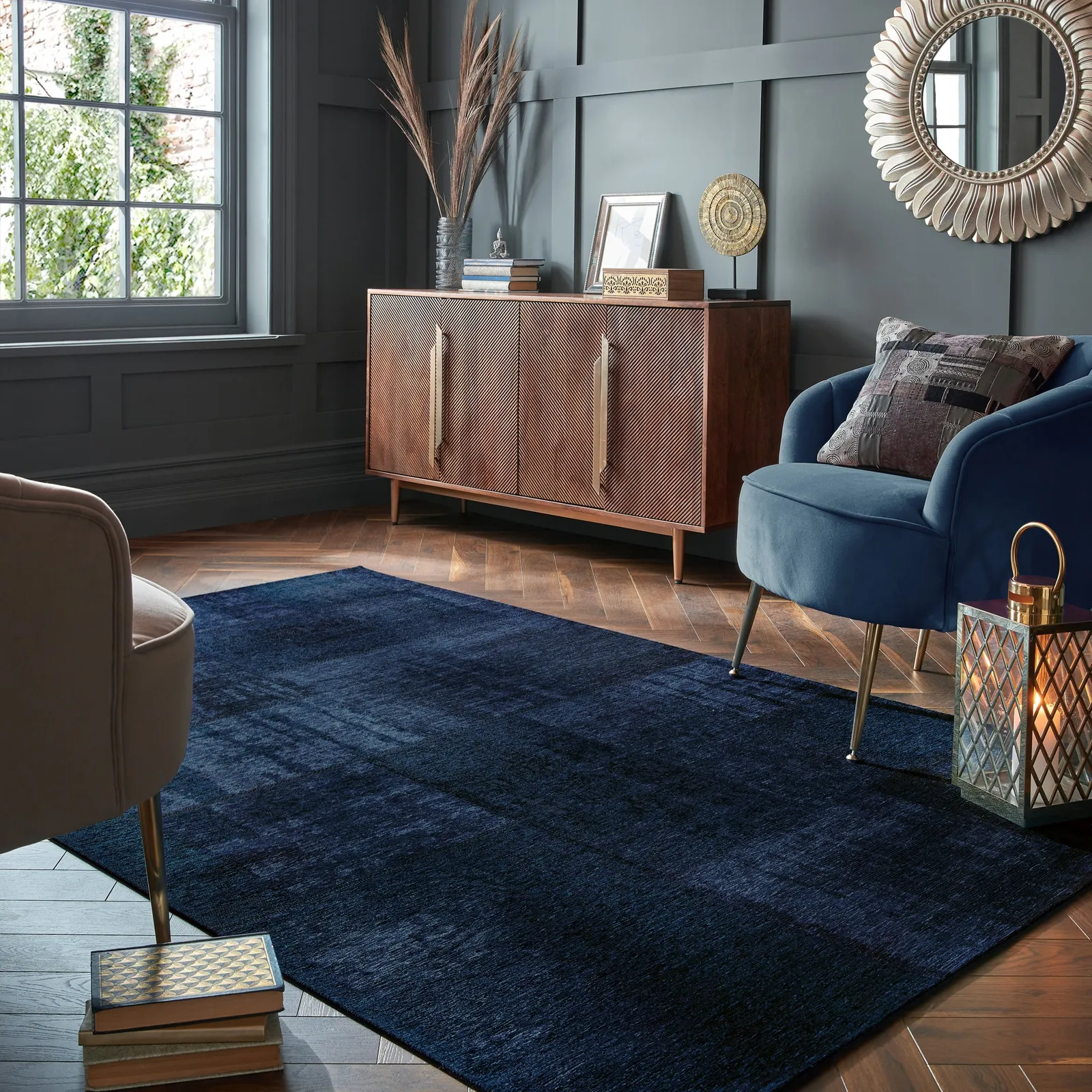 Prague Chenille Rug Prague Navy