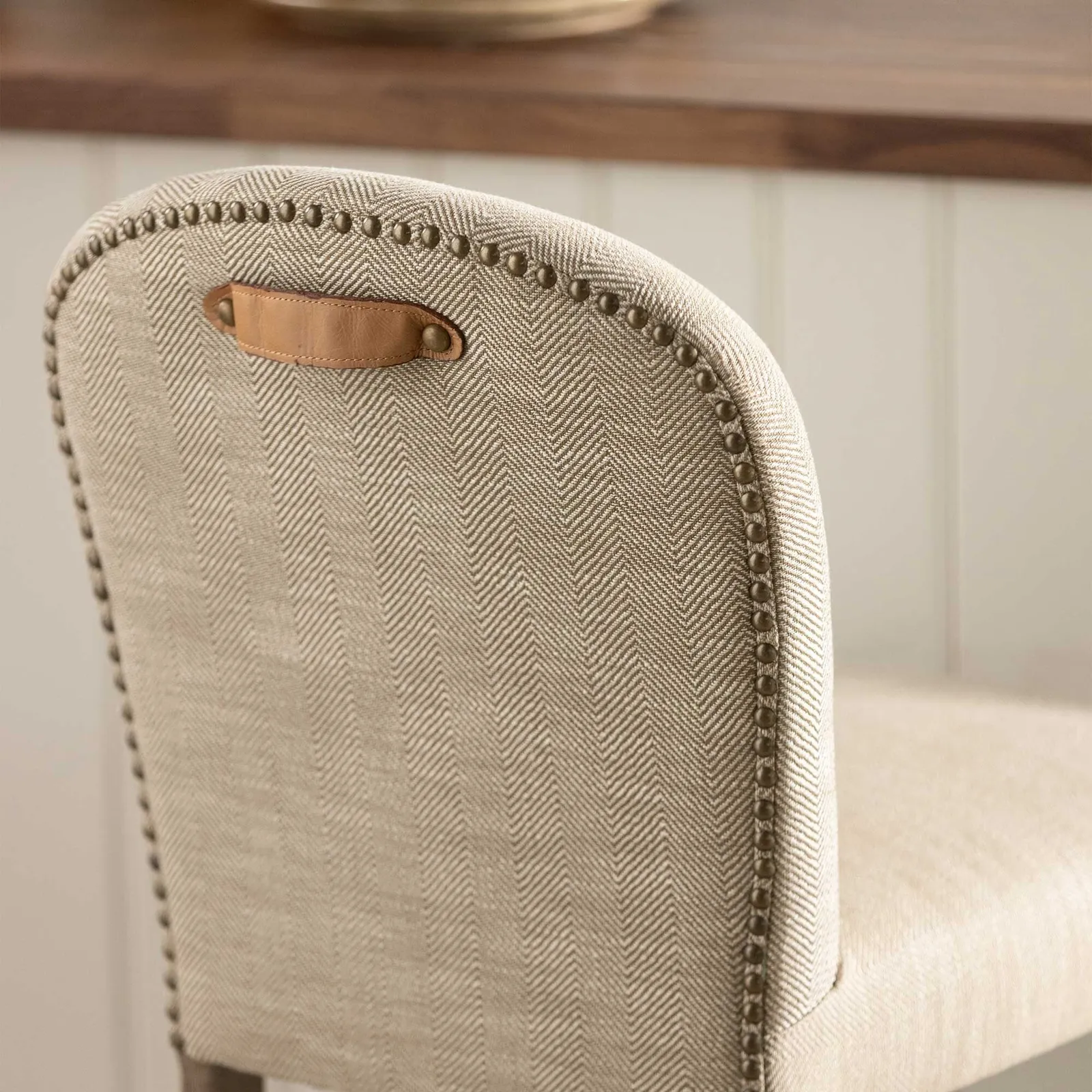 Maurice Counter Stool H'bone+Tan Handle, Neutral Fabric | Barker & Stonehouse 3