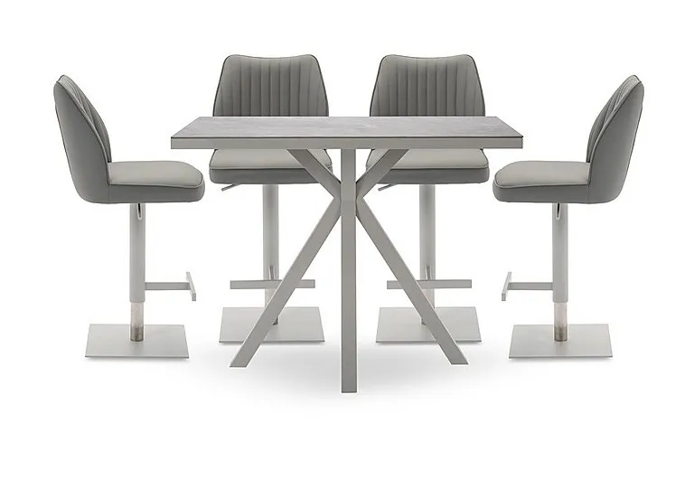 Fumo Table and 4 Faux Leather Swivel Bar Stools