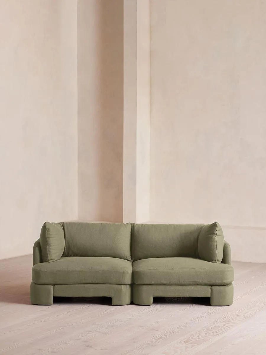 Odell Deeper Sit Modular Sofa, Three Seater, Linen, Sage