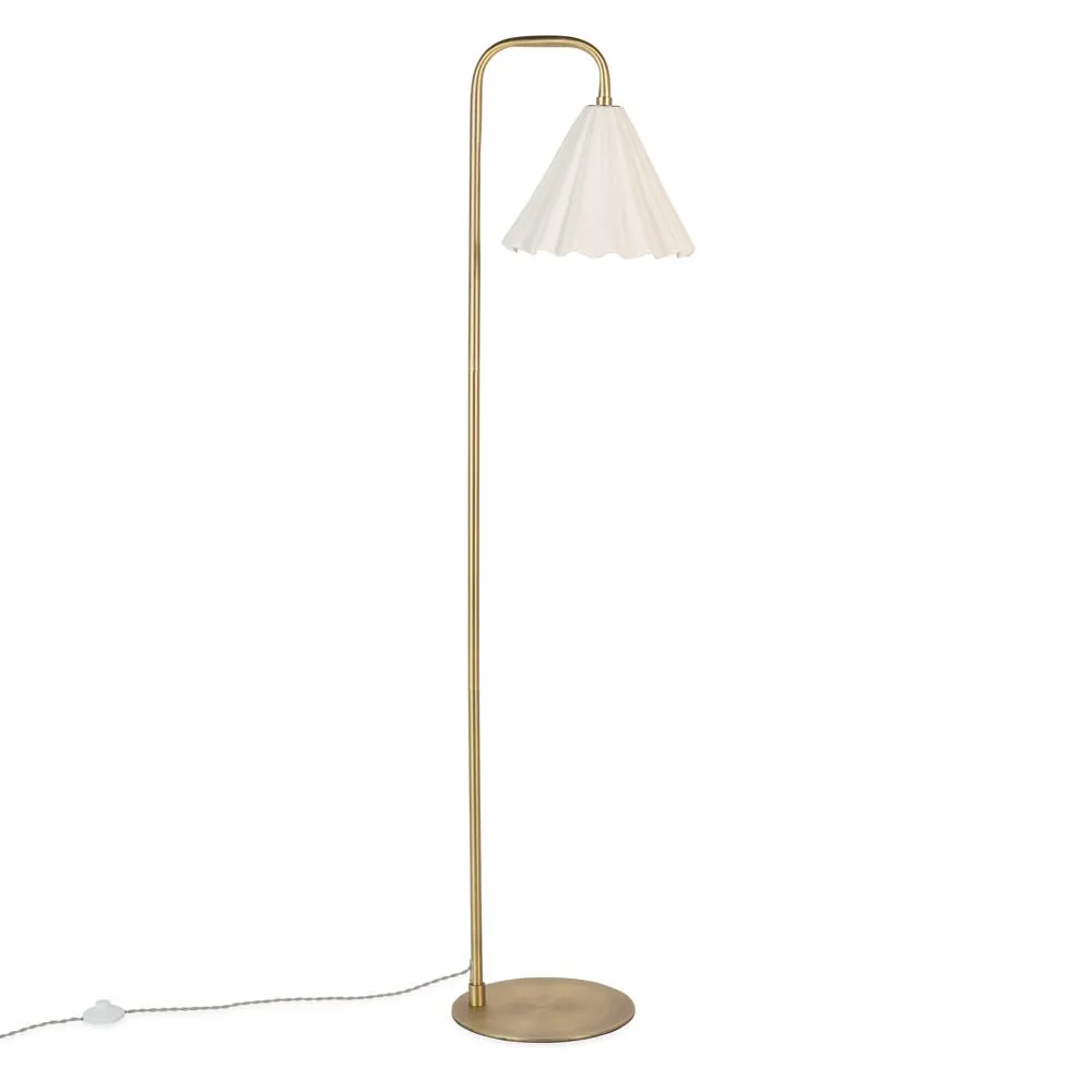 Heal's Monroe Porcelain Floor Lamp White & Brushed Gold 2