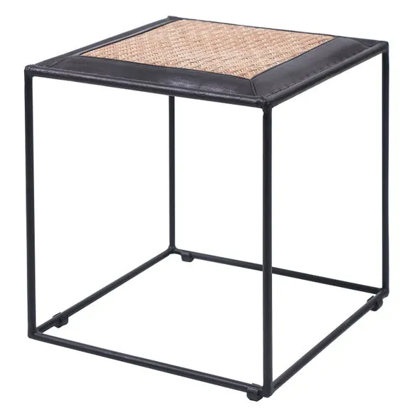 Ezio Leather and Rattan Stool 3
