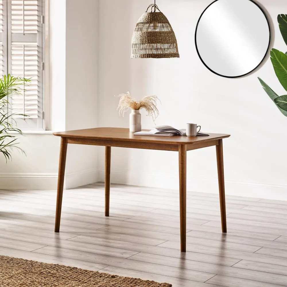 FurnitureboxUK Lynton Walnut Effect Wood Dining Table with 4 Cream Beaumont Chairs 3