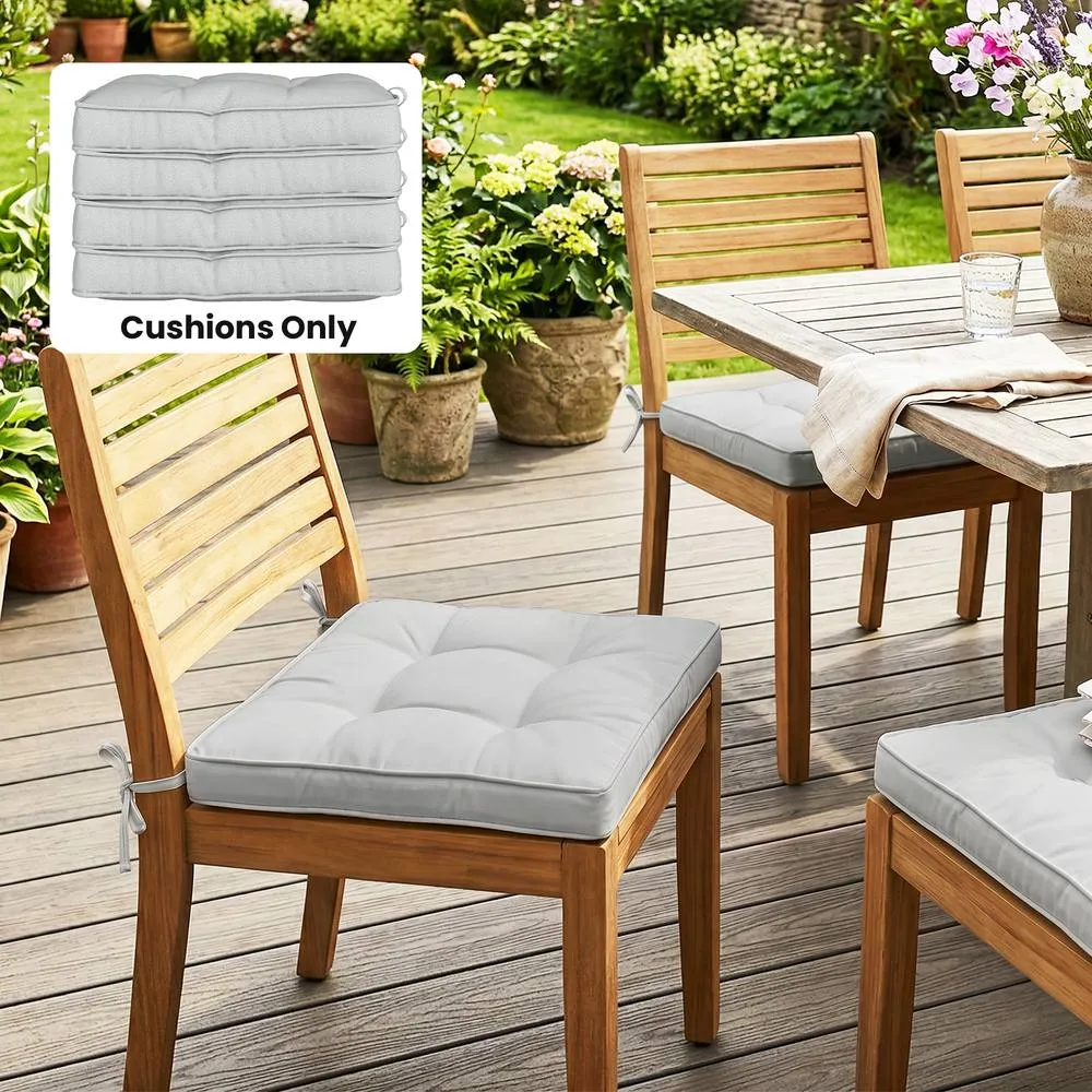 OUTSUNNY 42 x 42cm Replacement Garden Seat Cushion Pad with Ties, Light Grey