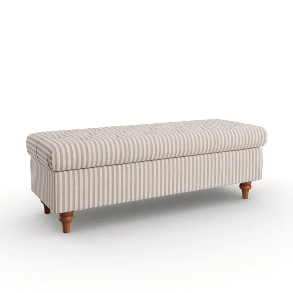 Long Buttoned Linford Stripe Storage Footstool 6