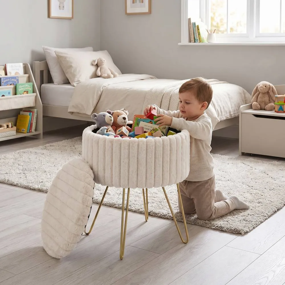 GAVENO CAVAILIA Ribbed Hairpin Storage Stool in Natural 4