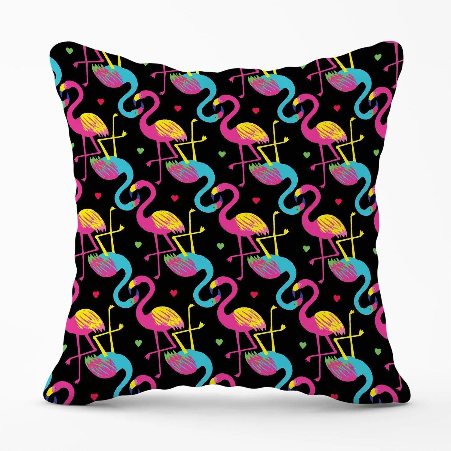 Warren Reed - Designer Vivid Flamingo Pattern Outdoor Cushion in Black