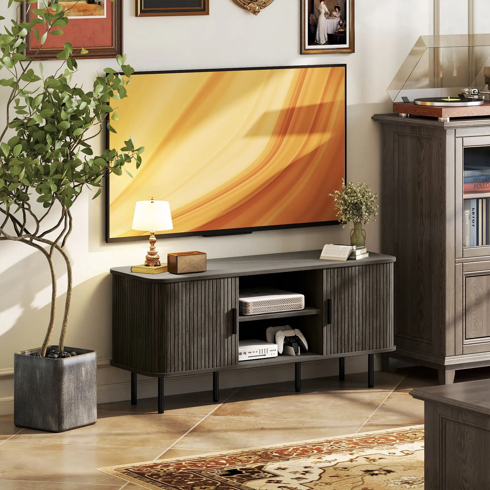 HOMCOM TV Unit for Living Room, TV Stand in Grey