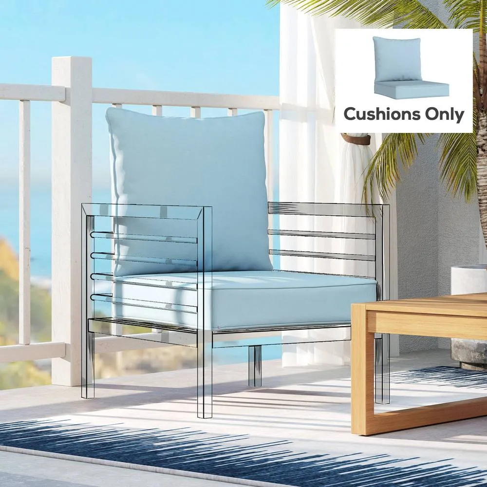 OUTSUNNY Seat & Back Cushion Set, Fade Resistant Replacement Cushion in Light Blue