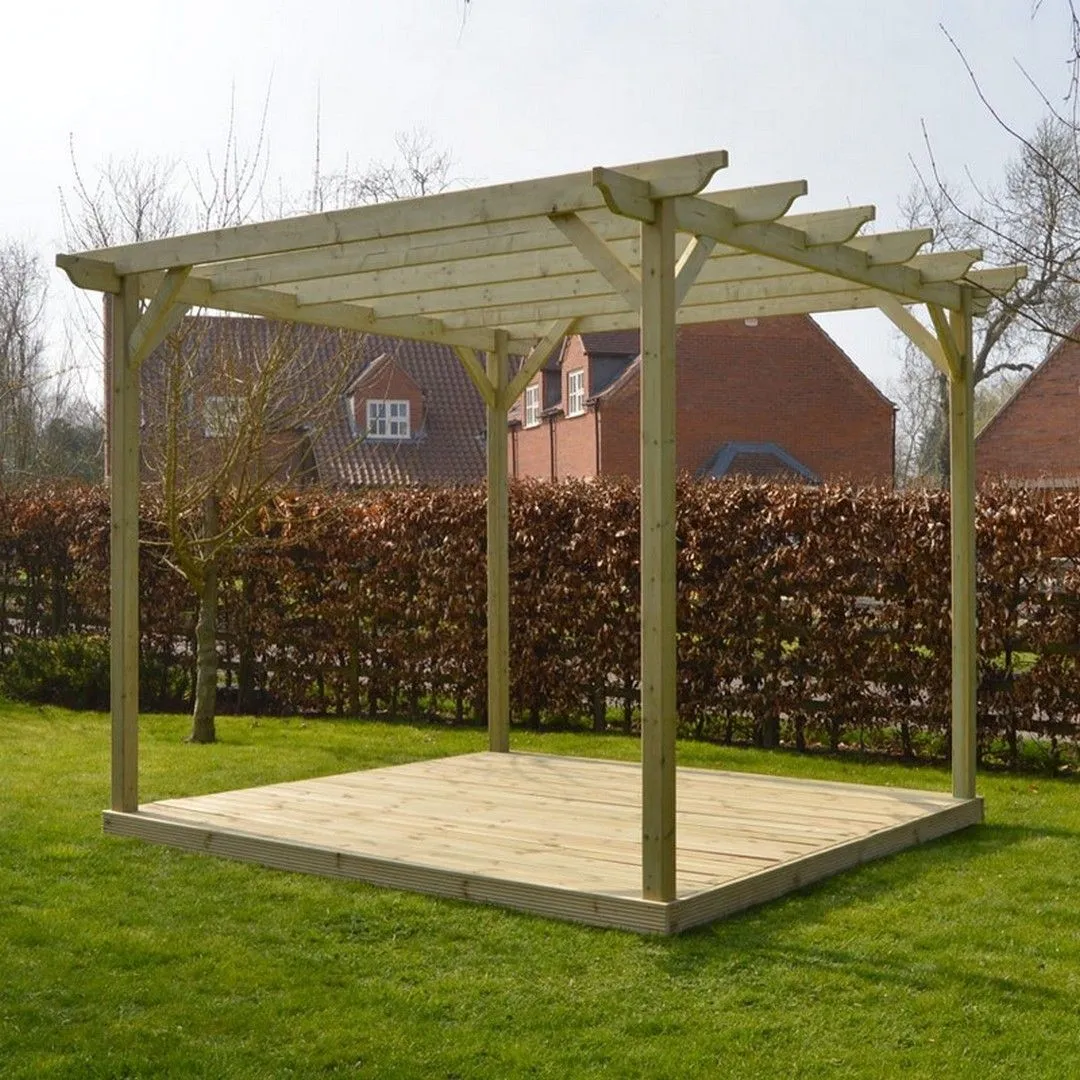 Rutland County Garden Furniture Ltd Garden Pergola & Decking Kit, Wood, L480 x W480 cm, Light Green 4