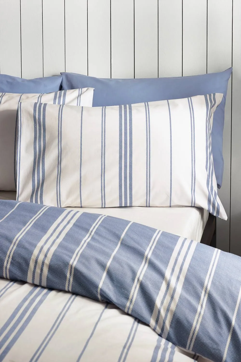 Catherine Lansfield 'Harbour Stripe' Reversible Duvet Cover Set in Blue 3