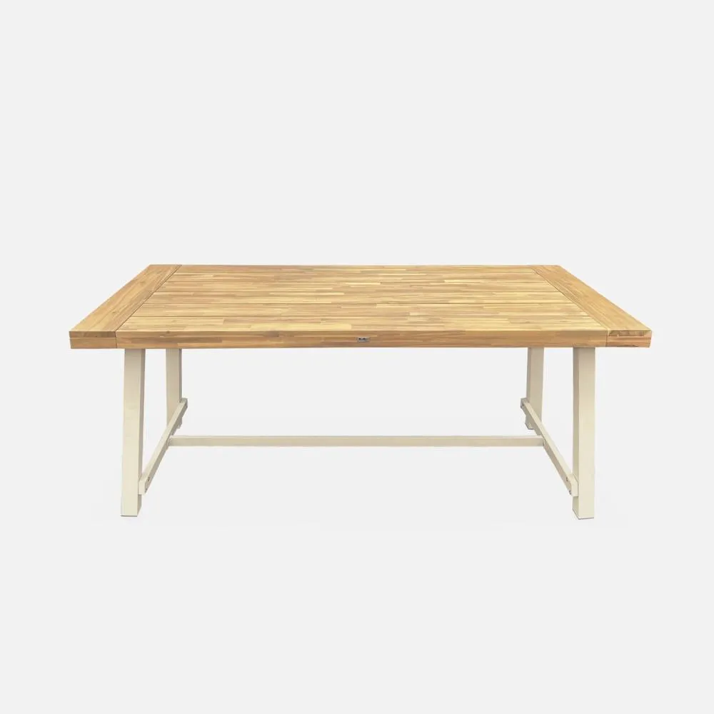 sweeek Acacia Wood & Steel Table Indoor/outdoor in Beige 2