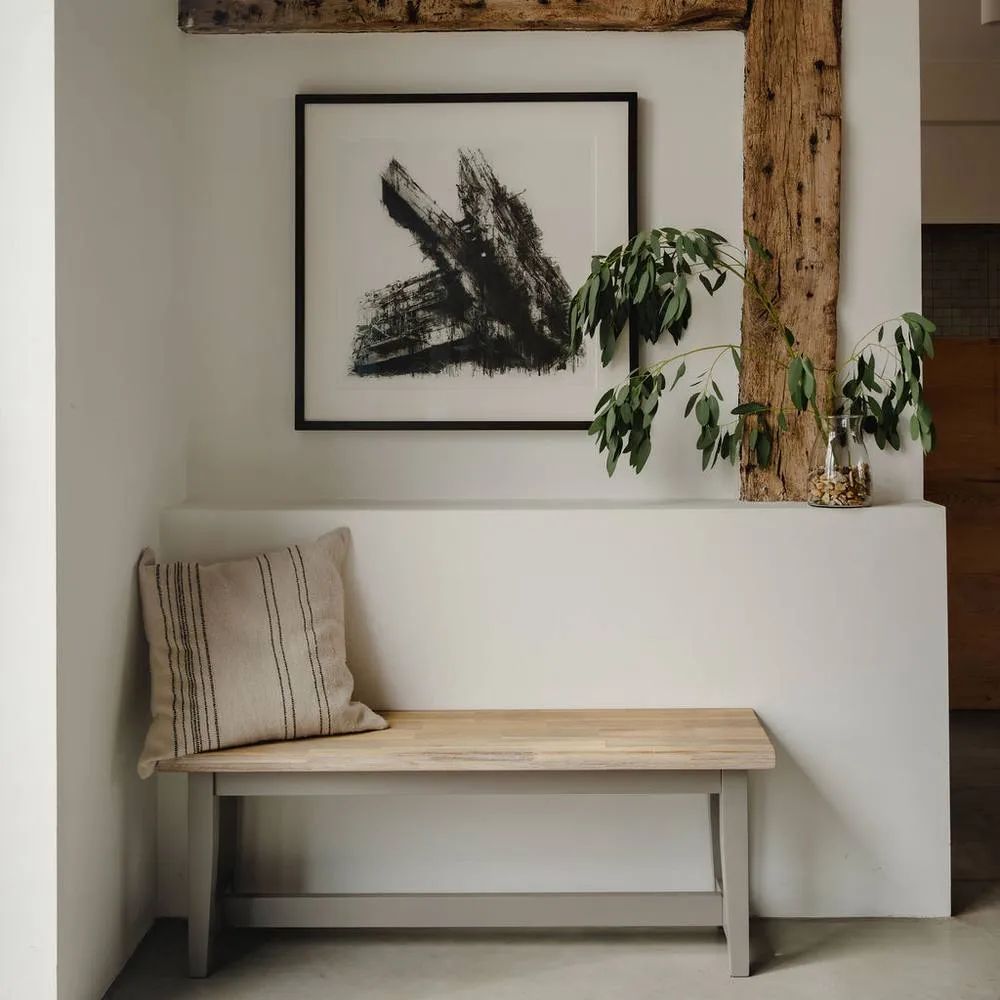 Statement Furniture Florence Solid Acacia Hardwood Dining Bench 120cm in Light Grey