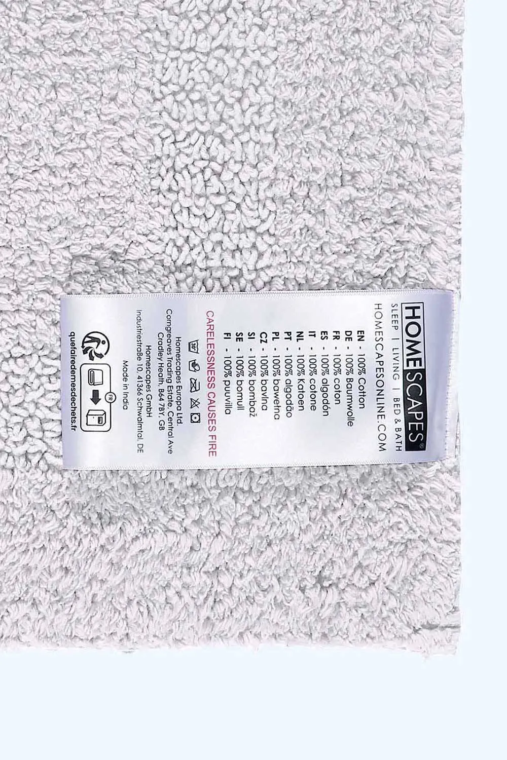 Homescapes Luxury Square Bath Mat 1600GSM 100% Cotton Reversible Shower Mat, 50cm in White 3