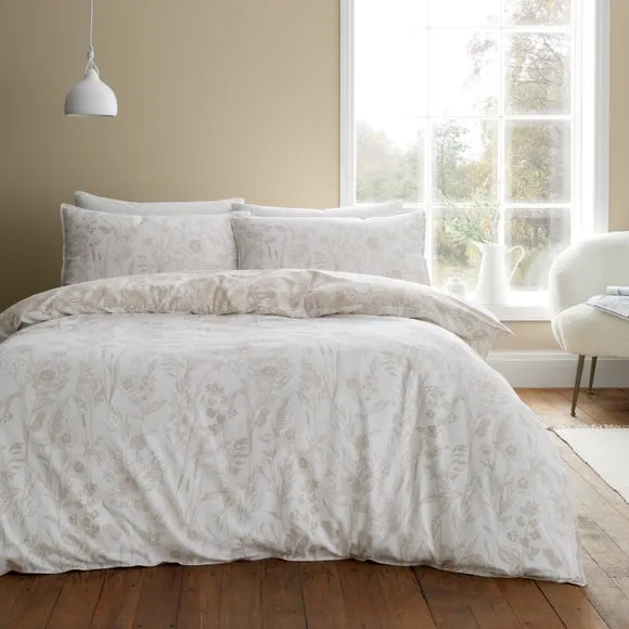 Bianca Floral Toile 100% Brushed Cotton Duvet Cover & Pillowcase Set 1
