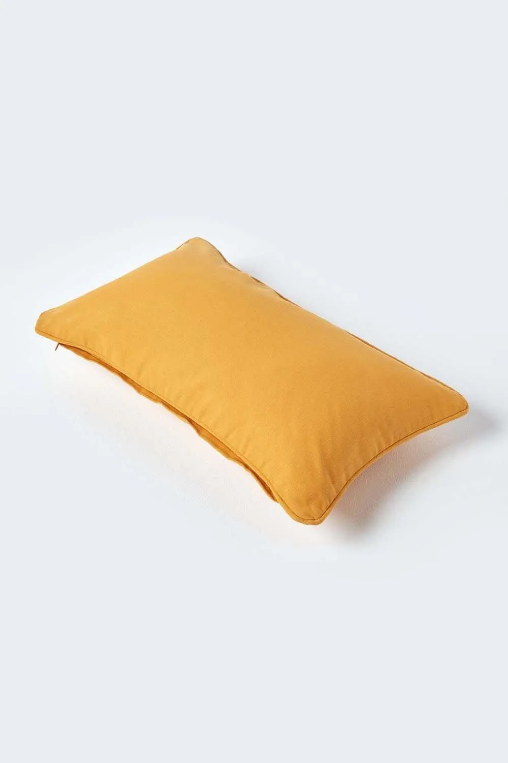 Homescapes Cotton Plain Cushion Cover in Mustard 3