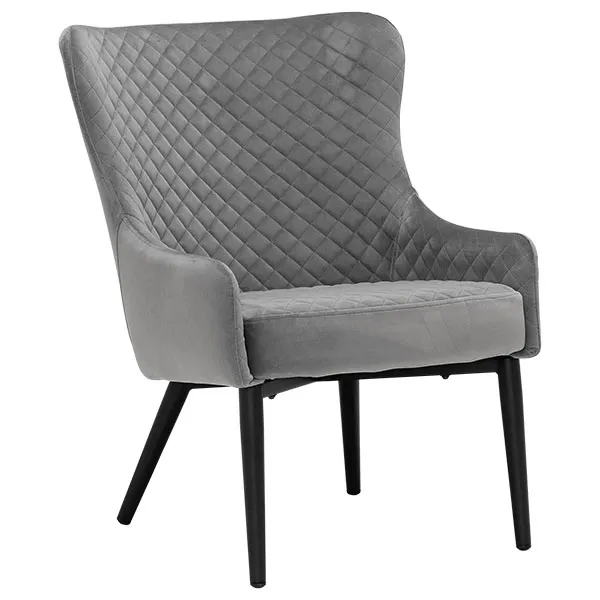 Rivington Velvet Lounge Chair Grey