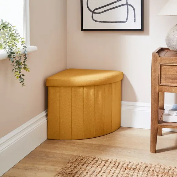 Faux Linen Corner Ottoman 1