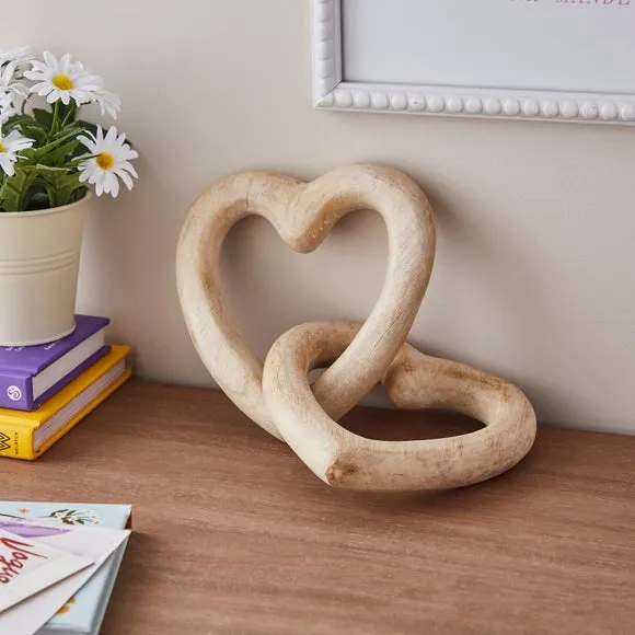 Wooden Linked Hearts Ornament