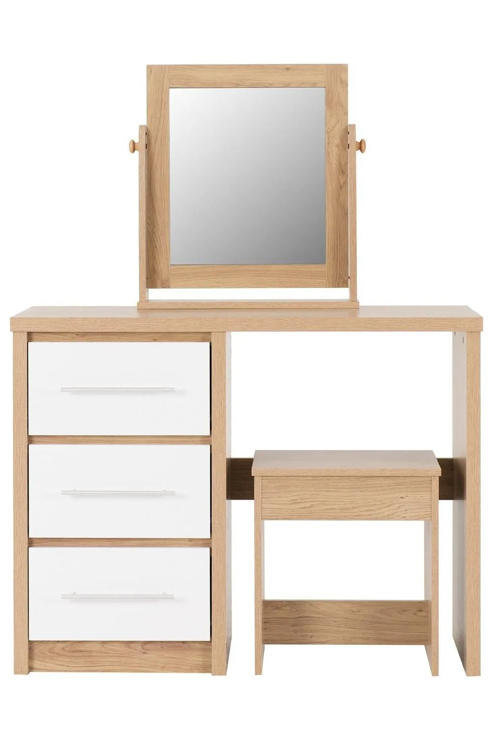 Seconique Seville 3 Drawer Dressing Table Set in White 2