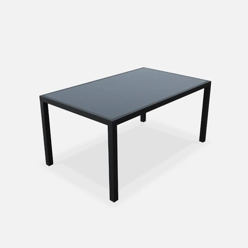 sweeek 6-seater Aluminium Garden Table With Textilene Chairs in Dark Grey 4
