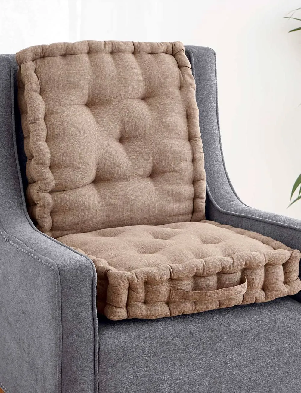 Chums Luxury Back & Seat Booster Cushion in Light Brown