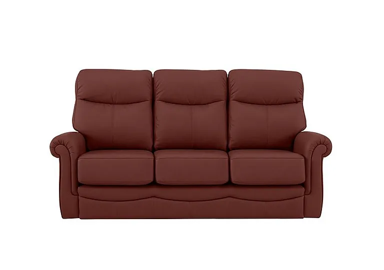 Avon Small 3 Seater Leather Sofa - Capri Claret