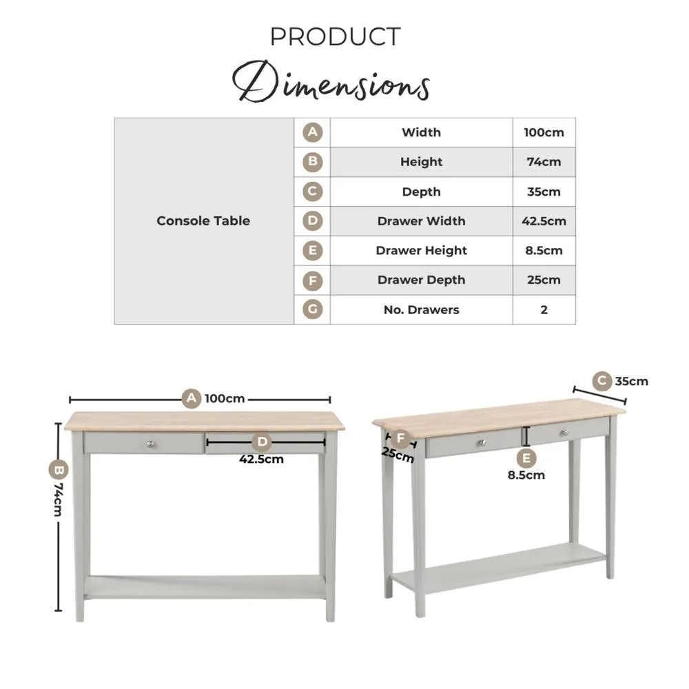 FurnitureboxUK Eden Rectangular Oak & Cream Wood Console Table in Light Brown 2