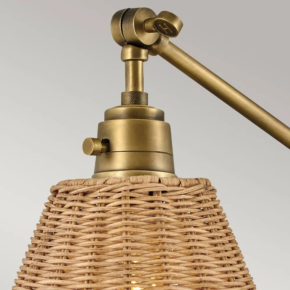 Netlighting Hinkley Arti Dome Wall Lamp Heritage Brass Rattan Shade 1x E27 in Gold 2