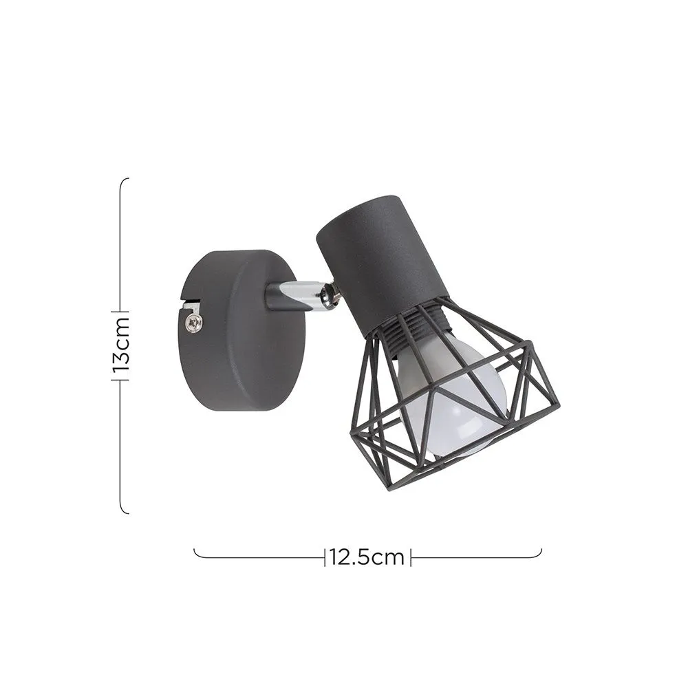 ValueLights Angus Single Grey Indoor Wall Light 4