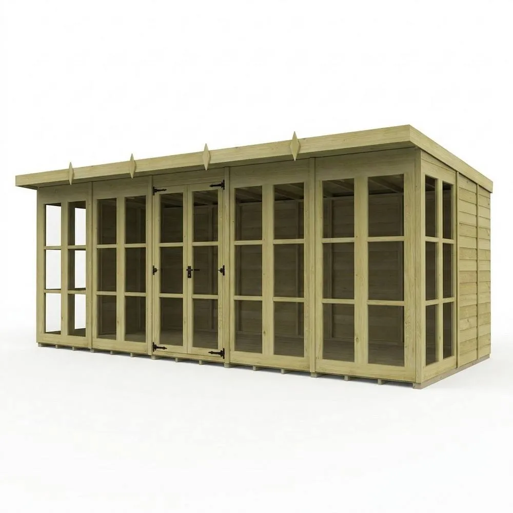 Buttercup Farm 20ft x 9ft Georgian Pent Summer House - Pressure Treated Timber in Brown