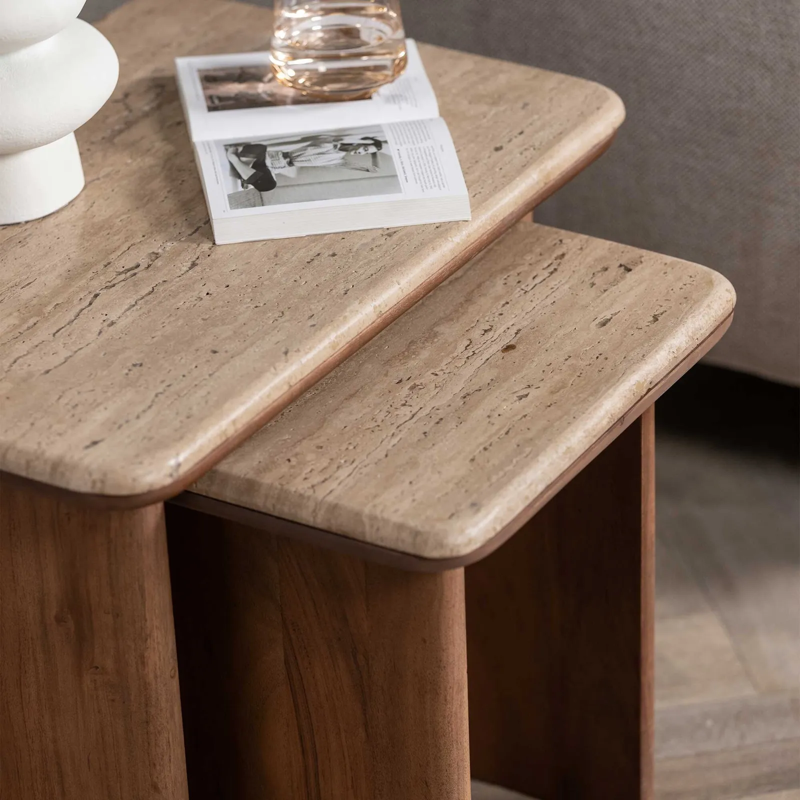 Zerina Set Of 2 Coffee Table 60X40X46, Brown Concrete | Barker & Stonehouse 4