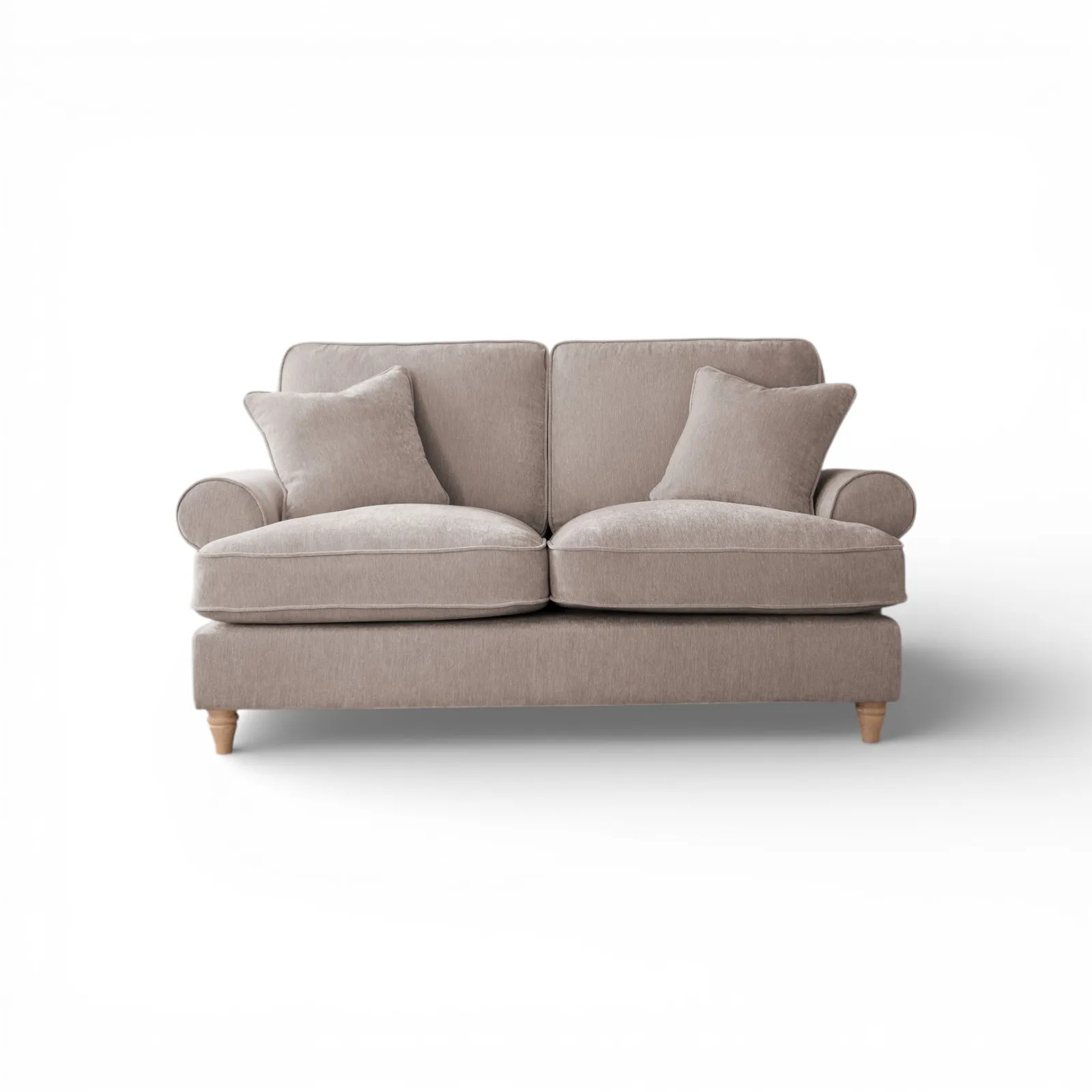 The Great Sofa Company Ezra 2 Seater Textured Velvet Sofa - Scroll Arm in Taupe 2