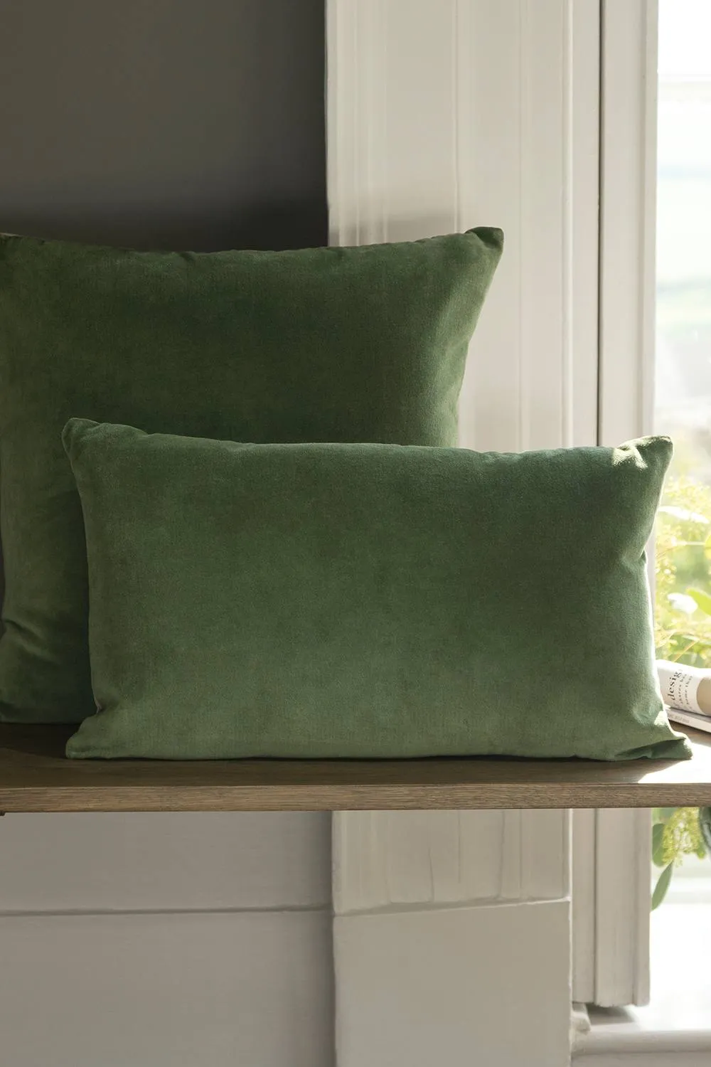 CHRISTY Luxury Filled Velvet 'Jaipur' Square Cushions in Olive 2