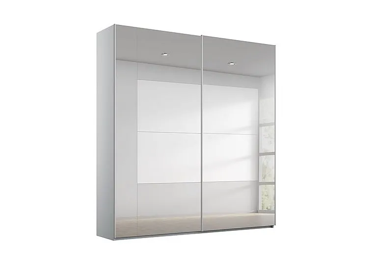 Rio 181cm 2 Door Sliding Wardrobe with Premium Interior Fittings Package - Silk Grey Carc/Grey Mirror