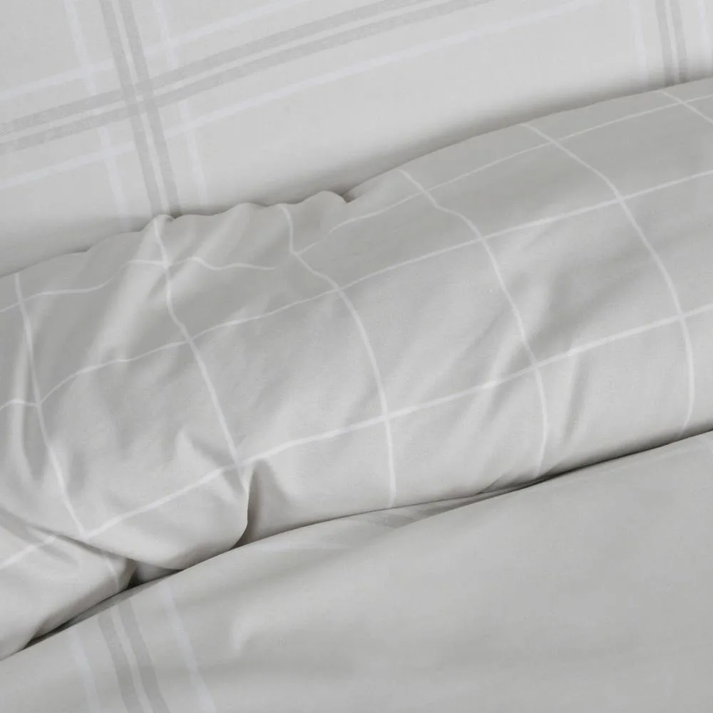 Smart Living Printed Reversible Linear Check Duvet Cover With Pillowcases in Natural 6