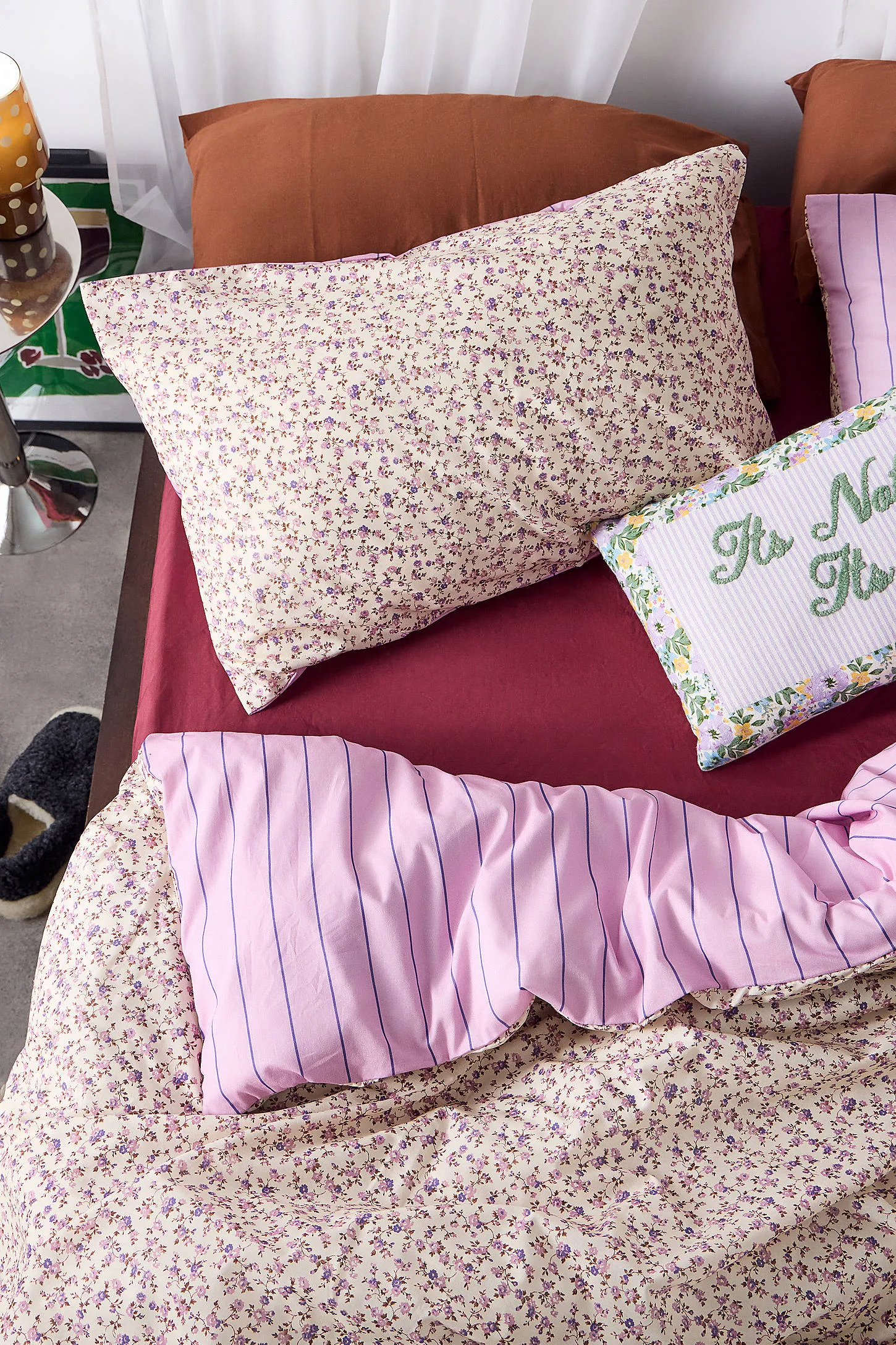 Purple Ditsy Floral Reversible Duvet Set - Purple 4