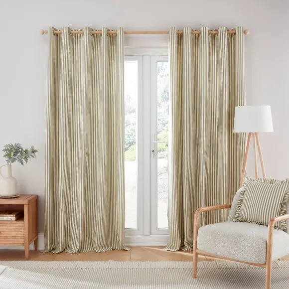 Linford Stripe Unlined Eyelet Curtains 2